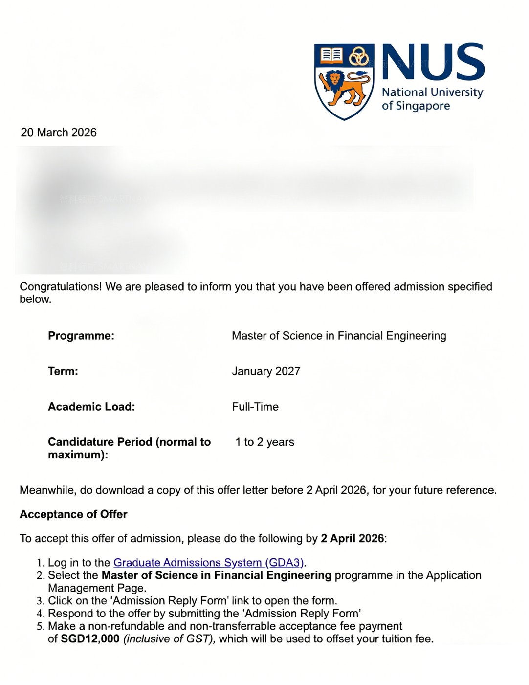 香港中文大学 金融科技理学硕士 Offer